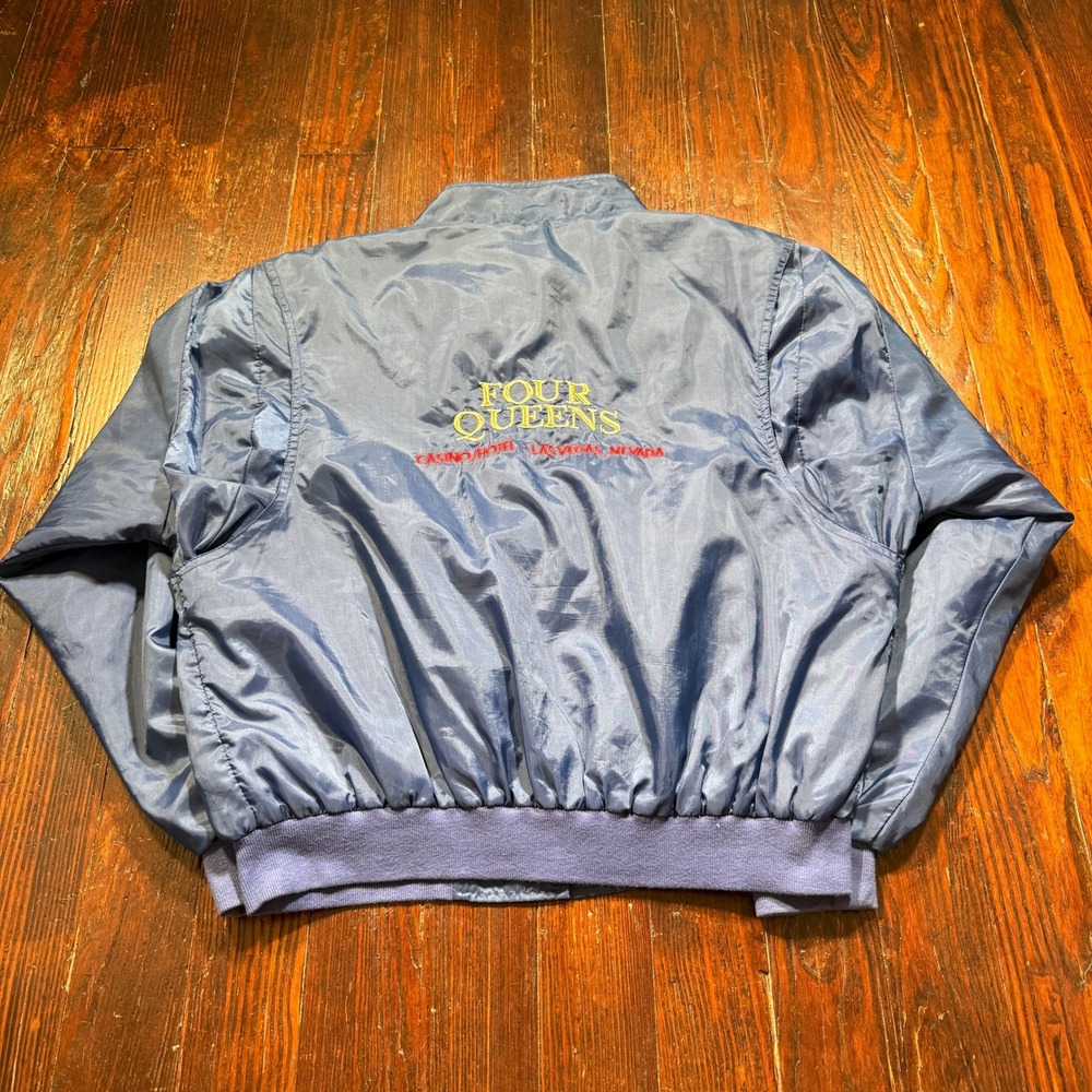 Vintage Four Queens Casino Jacket Mens XL Blue Las Vegas Windbreaker Embroidered
